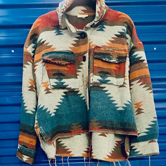 ZION DISTRESSED BUTTON DOWN SHACKET - RUST - Picture 8 of 10